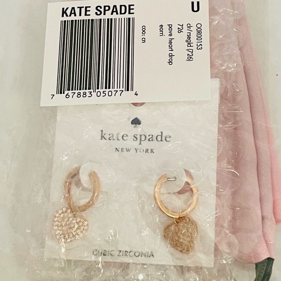 NWT Kate Spade Yours Truly Pave Heart Drop Earrings Rose gold - Picture 3 of 5